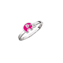 Sølv ring elefant med hjerte i pink og lyserød blyfri emalje.