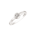 Sølv ring rhodineret cirkel med syntetisk cubic zirconia.