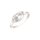 Sølv ring rhodineret dobbelt oval flettet sammen med syntetisk cubic zirconia.