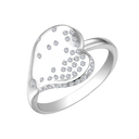 Sølv ring rhodineret hjerte med syntetiske cubic zirconia.