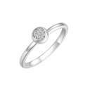 Sølv ring rhodineret kugle med hjerte af syntetiske cubic zirconia.