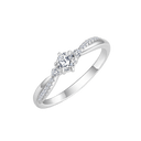 Sølv ring rhodineret syntetiske cubic zirconia i 6 grabber og 1 på hver side og ude på skinnen.