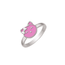 Sølv ring kat med pink blyfri emalje.