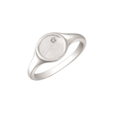 Sølv ring rhodineret blank cirkel med med mat indeni og syntetisk cubic zirconia.