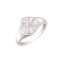 Sølv ring rhodineret mat blomst i glat kant med syntetisk cubic zirconia.