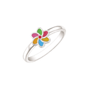 Sølv ring blomst i multi farver med blytfri emalje. Mål: 7 x 6,5 mm.