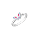 Sølv ring rhodineret sommerfugl med lyserød, pink, lilla og blå blyfri emalje.