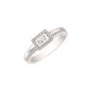 Sølv ring rhodineret firkant med med syntetisk cubic zirconia.