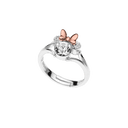 Sølv ring Minnie med en stor zirconia som ansigt med rosa sløjfe