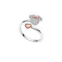 Sølv ring Minnie med zirconia i hele ansigt og rosa sløjfe - den anden anden med hjerte