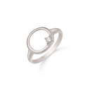 Sølv ring rhodineret cirkel med zirconia Mål 12 mm