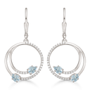 Sølv ørehænger rhodineret 2 streger med øjeformet blå topas og syntetiske cubic zirconia.