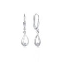 Sølv ørehænger rhodineret dråbe med 2 streger og en syntetisk cubic zirconia.