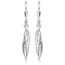 Sølv ørehænger rhodineret mat og blank øje med 3 zirconia Mål 18,45 x 4 mm Total 31,45 mm