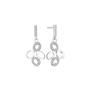 Sølv ørehænger rhodineret 4 små ovale ringe med syntetiske cubic zirconia i 2 af dem. Mål: 14,5 x 11,5 mm.