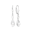 Sølv ørehænger rhodineret evighedstegn med ferskvandsperle og zirconia"Infinity" Mål: 19 x 7,2 mm