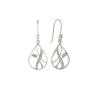 Sølv ørehænger rhodineret dråbe med streger og syntetiske cubic zirconia.