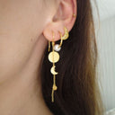 Sun and Moon Earring with Chain - Single