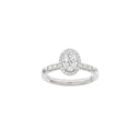 LUXURY Halo oval 14kt. hvidguldsring m. Lab. G. dia. 1,32ct TW/VS2