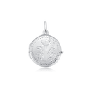 Sølv vedhæng rund medaljon med blomstermønster. Mål: 19 x 19 mm.