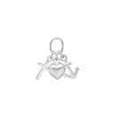 Sølv vedhæng tro, håb og kærlighed. Mål: 5 x 7 mm.