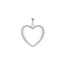 Sølv vedhæng rhodineret medaljon hjerte med syntetiske cubic zirconia i kanten.