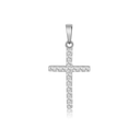 Sølv vedhæng rhodineret kors fyldt med syntetiske cubic zirconia. Mål: 15 x 11 mm.