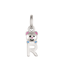 Sølv vedhæng rhodineret bamse med bogstav R