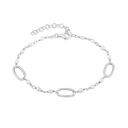 Sølv armbånd rhodineret 3 ovale med ringe imellem med ferskvandsperler Længde 17+ 4 cm