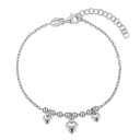 Sølv armbånd rhodineret kæde med kugler og hjerter. Længde 17+ 4 cm.