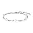 Sølv armbånd rhodineret kæde med ferskvandsperler.   Længde 17+ 3 cm.
