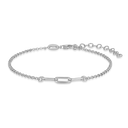 Sølv armbånd rhodineret kæde med 3 ovale led. Længde 17+ 3 cm.