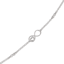 Sølv armbånd rhodineret kæde med evighedstegn med et hjerte i midten og et evighedstegn på begge sider "infinity" Længde 17+4 cm