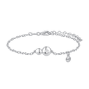 Sølv armbånd rhodineret med 2 sammenhængende cirkeler med 1 syntetisk cubic zirconia i den store cirkel og 1 cirkel vedhæng der hænger Længde 17+4 cm.