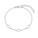 Sølv armbånd rhodium 3 cirkler på kæde. Længde 17+4 cm.