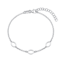 Sølv armbånd rhodium 3 ovale på kæde. Længde 17+4 cm.