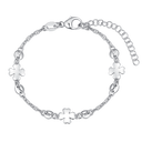 Sølv armbånd rhodineret 3 stk. firkløver. Længde 17+4 cm.