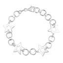Sølv armbånd 4 blanke stjerner ringe imellem 19 cm.