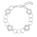 Sølv armbånd 4 blomster ala filigran med 3 ringe imellem 17+4 cm.