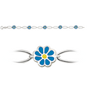 Sølv armbånd blomst med blå og gul blyfri emalje På armbåndet sidder 5 blomster Længde 16 cm