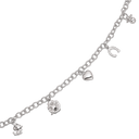 Sølv armbånd rhodineret runde ringe med 5 charms Længde 16 cm
