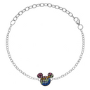Sølv armbånd Mickey Mouse med forskellige farver Længde 17 cm