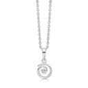Sølv halskæde spiral med zirconia i midten Kæden er længde 42-45 cm