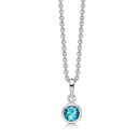 Sølv halskæde rhodineret rund syntetisk aquamarine Kæden er rhodineret sølv i længde 42-45 cm