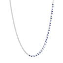 Sølv collier rhodineret af panzerkæde og en hvor der er 3 i en - 2 med mørkeblå zirconia Længde 40+5 cm