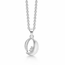Sølv halskæde rhodineret oval silkemat med zirconia Kæden er længde 42-45 cm