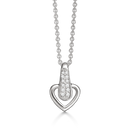 Sølv halskæde rhodineret hjerte med syntetiske cubic zirconia. Kæden er længde 42-45 cm.