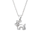 Sølv halskæde rhodineret hund med zirconia Kæden er længde 38 cm