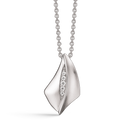 Sølv halskæde rhodineret spids oval dråbe mat og blank med zirconia i midten Kæden er rhodineret sølv i længde 42-45 cm