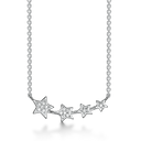 Sølv collier rhodineret 4 stjerner med syntetisk cubic zirconia. Kæden er længde 40+5 cm.